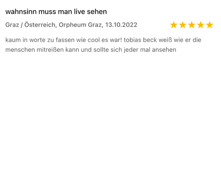 Tobias Beck Tour Jetzt Tickets für 2024 sichern